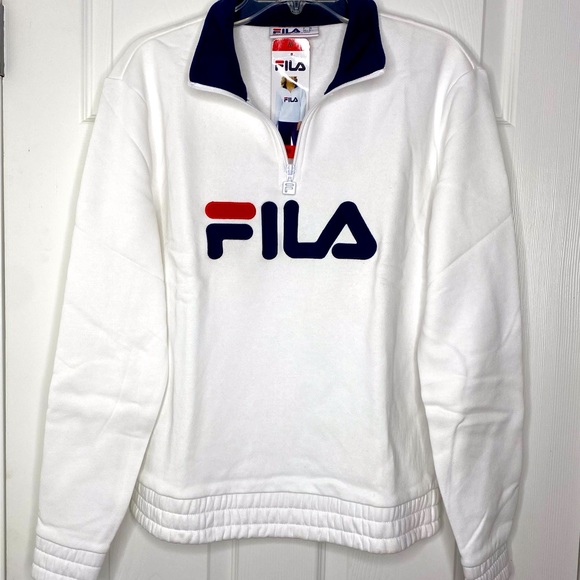 FILA Logo 1/4 Zip Pullover Sweatshirt Hoodie. Size M - Picture 7 of 7